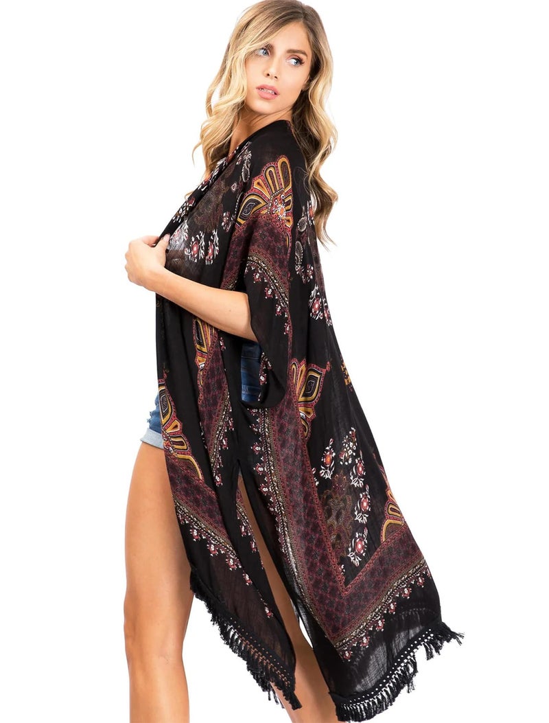 Breezy Lane Kimonos for Women Beach Coverup for Swimsuit Bathing Suit Cover Up Summer Cardigans with Tassel - Image 4